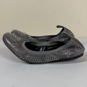 See By Chloe Gray Leather Studded Ballet Flats Size EU 37 US 6.5